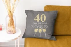 Kussenhoes 40x40 Cm - Huwelijk - 40 Jaar Getrouwd - Champagne - Katoen / Polyester - Voor Binnen -Pillowmonkey 1200x800 585