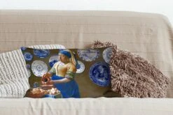 Kussenhoes 50x30 Cm - Meisje Met De Parel - Melkmeisje - Delfts Blauw - Katoen / Polyester - Voor Binnen -Pillowmonkey 1200x800 590