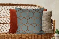 Kussenhoes 50x50 Cm - Patronen - Luxe - Blauw - Brons - Katoen / Polyester - Voor Binnen -Pillowmonkey 1200x800 606