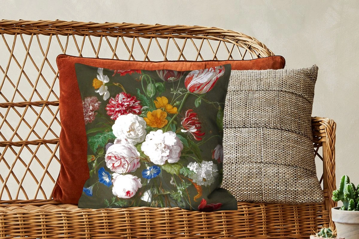 Kussenhoes 45x45 Cm - Stilleven Met Bloemen In Een Glazen Vaas - Schilderij Van Jan Davidsz. De Heem - Katoen / Polyester - Voor Binnen 6 Kussenhoes 45x45 Cm - Stilleven Met Bloemen In Een Glazen Vaas - Schilderij Van Jan Davidsz. De Heem - Katoen / Polyester - Voor Binnen - Afbeelding 4