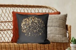 Kussenhoes 45x45 Cm - Bloemen - Bladeren - Goud - Katoen / Polyester - Voor Binnen -Pillowmonkey 1200x800 645