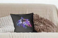 Kussenhoes 40x40 Cm - Bloem - Kleuren - Zwart - Katoen / Polyester - Voor Binnen -Pillowmonkey 1200x800 650