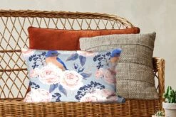 Kussenhoes 50x30 Cm - Patronen - Roos - Vogel - Blauw - Katoen / Polyester - Voor Binnen -Pillowmonkey 1200x800 659