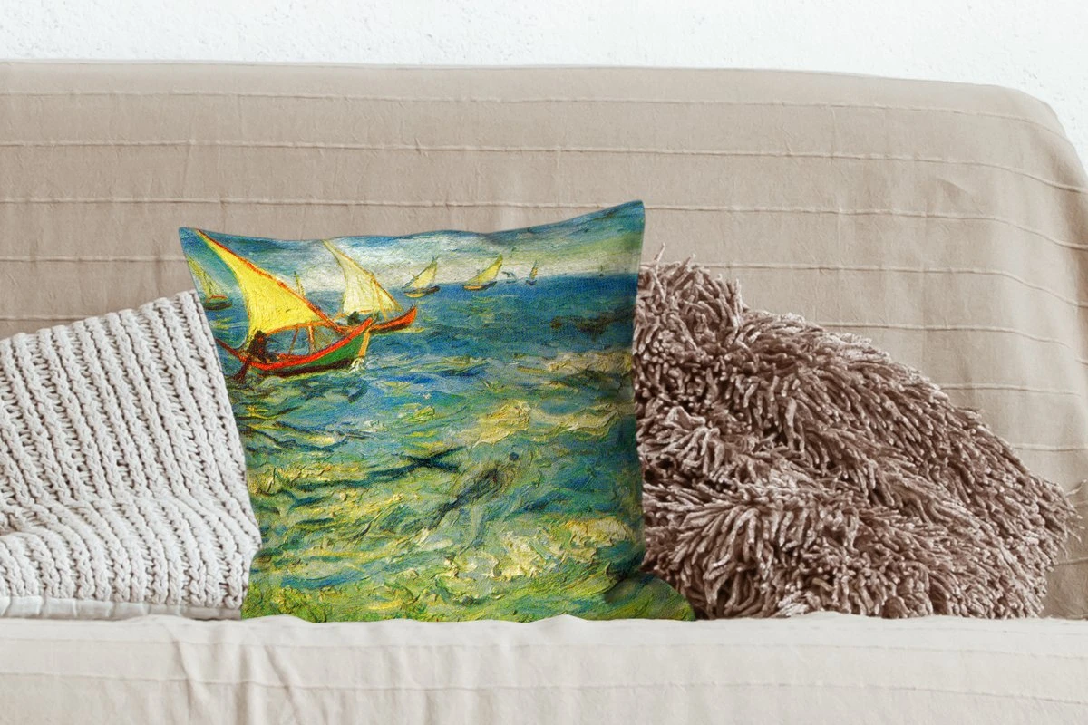 Kussenhoes 45x45 Cm - Vissersboten Op Zee - Schilderij Van Vincent Van Gogh - Katoen / Polyester - Voor Binnen 5 Kussenhoes 45x45 Cm - Vissersboten Op Zee - Schilderij Van Vincent Van Gogh - Katoen / Polyester - Voor Binnen - Afbeelding 3