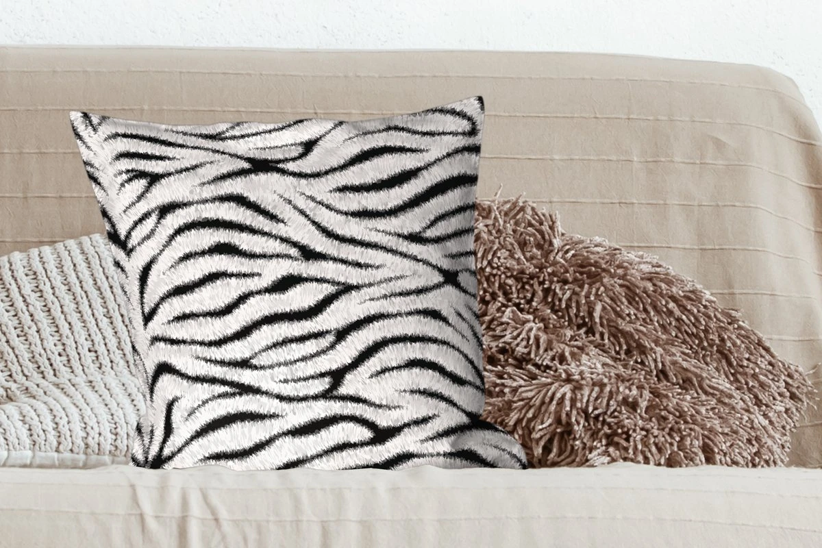 Kussenhoes 60x60 Cm - Dierenprint - Zebra - Wit - Katoen / Polyester - Voor Binnen 5 Kussenhoes 60x60 Cm - Dierenprint - Zebra - Wit - Katoen / Polyester - Voor Binnen - Afbeelding 3