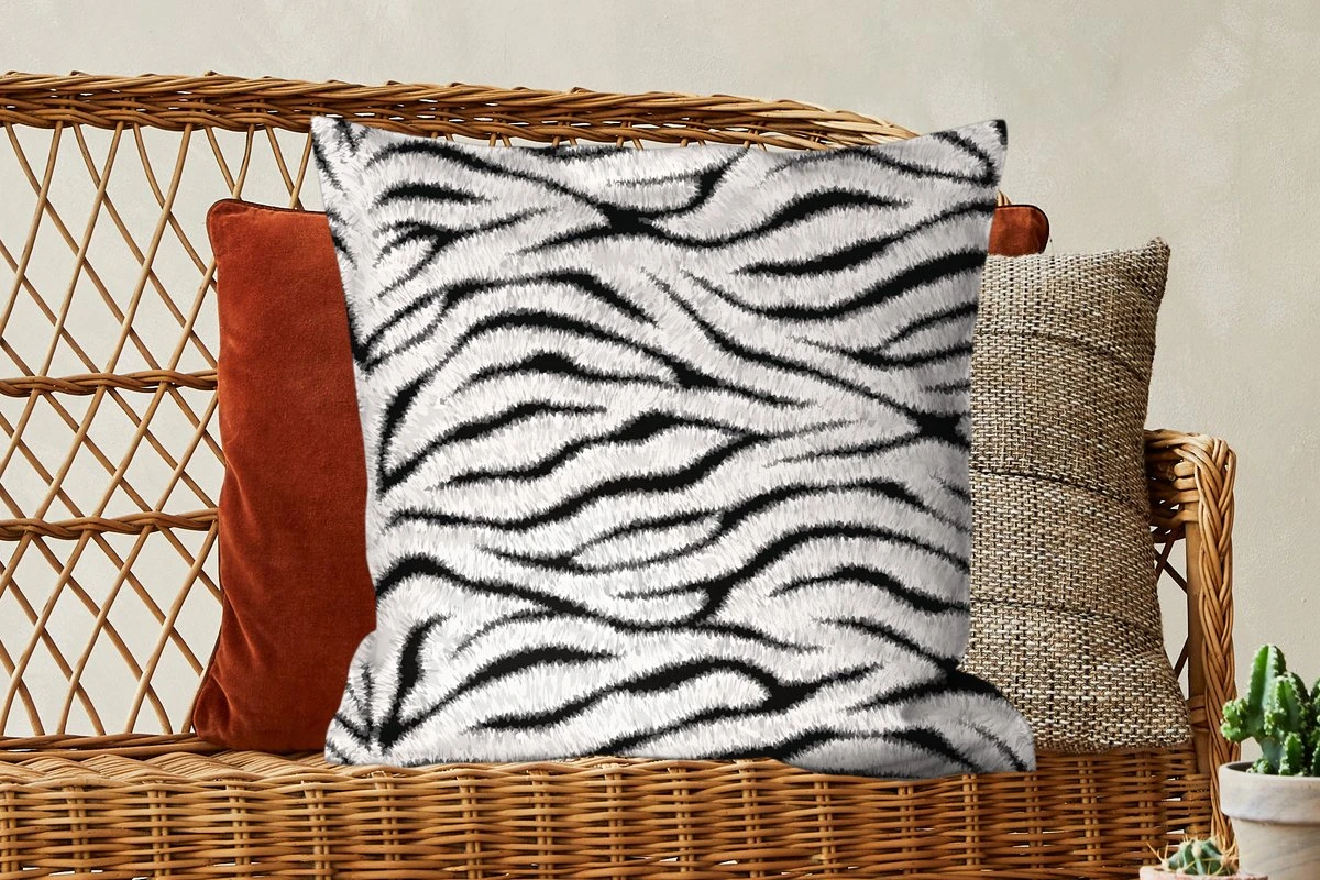 Kussenhoes 60x60 Cm - Dierenprint - Zebra - Wit - Katoen / Polyester - Voor Binnen 6 Kussenhoes 60x60 Cm - Dierenprint - Zebra - Wit - Katoen / Polyester - Voor Binnen - Afbeelding 4