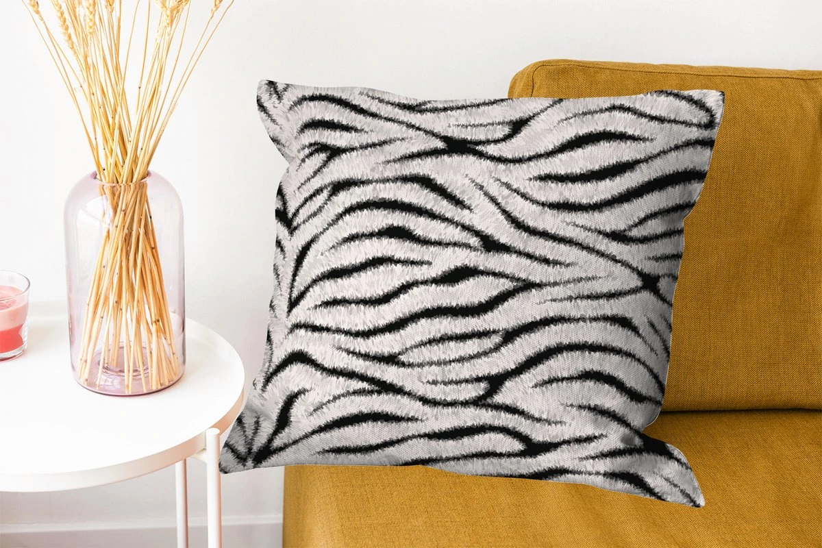 Kussenhoes 60x60 Cm - Dierenprint - Zebra - Wit - Katoen / Polyester - Voor Binnen 7 Kussenhoes 60x60 Cm - Dierenprint - Zebra - Wit - Katoen / Polyester - Voor Binnen - Afbeelding 5