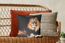 Kussenhoes 40x40 Cm - Leeuw - Zwart - Wilde Dieren - Katoen / Polyester - Voor Binnen -Pillowmonkey 1200x800 704