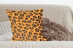 Kussenhoes 60x60 Cm - Panterprint - Oranje - Zwart - Katoen / Polyester - Voor Binnen -Pillowmonkey 1200x800 715