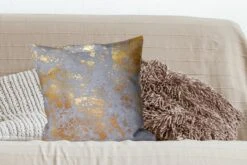 Kussenhoes 50x50 Cm - Marmer - Blauw - Goud - Luxe - Katoen / Polyester - Voor Binnen -Pillowmonkey 1200x800 719