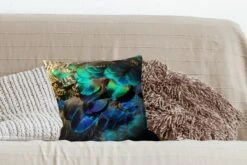 Kussenhoes 40x40 Cm - Veren - Pauwveren - Pauw - Blauw - Kunst - Katoen / Polyester - Voor Binnen -Pillowmonkey 1200x800 73