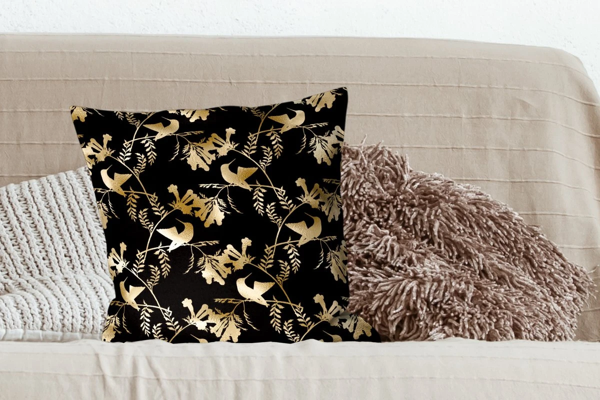 Kussenhoes 50x50 Cm - Patronen - Vogels - Goud - Katoen / Polyester - Voor Binnen 5 Kussenhoes 50x50 Cm - Patronen - Vogels - Goud - Katoen / Polyester - Voor Binnen - Afbeelding 3