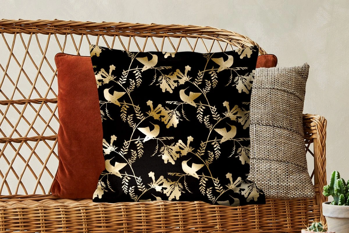Kussenhoes 50x50 Cm - Patronen - Vogels - Goud - Katoen / Polyester - Voor Binnen 6 Kussenhoes 50x50 Cm - Patronen - Vogels - Goud - Katoen / Polyester - Voor Binnen - Afbeelding 4