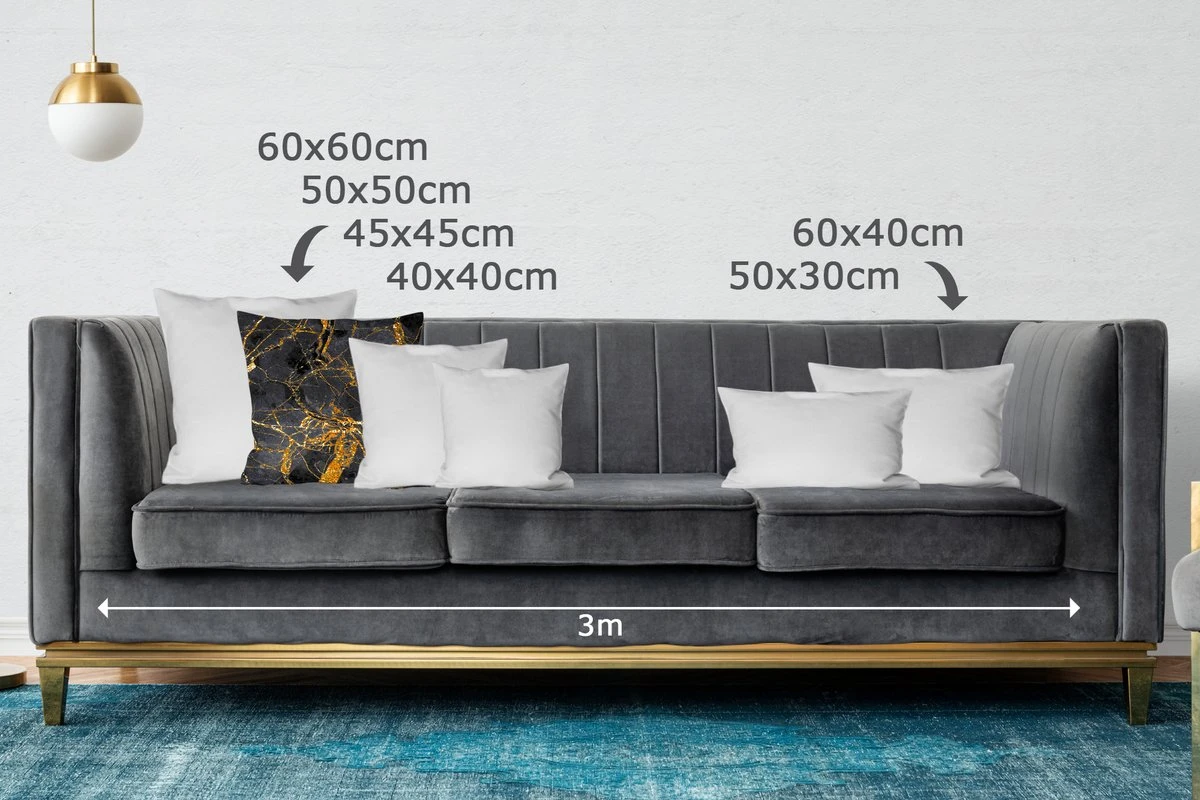 Kussenhoes 50x50 Cm - Marmer - Goud - Zwart - Glitter - Katoen / Polyester - Voor Binnen 8 Kussenhoes 50x50 Cm - Marmer - Goud - Zwart - Glitter - Katoen / Polyester - Voor Binnen - Afbeelding 6