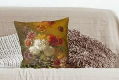 Kussenhoes 50x50 Cm - Stilleven Met Bloemen - Schilderij Van G.J.J Van Os - Katoen / Polyester - Voor Binnen -Pillowmonkey 1200x800 77