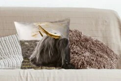 Kussenhoes 50x50 Cm - Schotse Hooglander - Goud - Quote - Katoen / Polyester - Voor Binnen -Pillowmonkey 1200x800 783