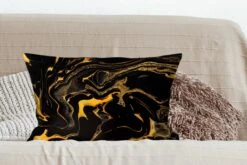 Kussenhoes 60x40 Cm - Patronen - Verf - Goud - Zwart - Katoen / Polyester - Voor Binnen -Pillowmonkey 1200x800 796