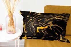 Kussenhoes 60x40 Cm - Patronen - Verf - Goud - Zwart - Katoen / Polyester - Voor Binnen -Pillowmonkey 1200x800 798