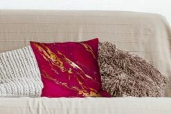 Kussenhoes 40x40 Cm - Marmer - Roze - Goud - Lijn - Katoen / Polyester - Voor Binnen -Pillowmonkey 1200x800 80