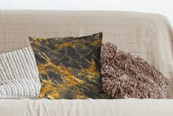 Kussenhoes 45x45 Cm - Marmer - Goud - Zwart - Chic - Katoen / Polyester - Voor Binnen -Pillowmonkey 1200x800 812