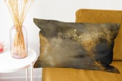Kussenhoes 60x40 Cm - Goud - Abstract - Verf - Zwart - Katoen / Polyester - Voor Binnen -Pillowmonkey 1200x800 817