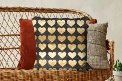 Kussenhoes 50x50 Cm - Patronen - Hart - Goud - Zwart - Katoen / Polyester - Voor Binnen -Pillowmonkey 1200x800 829