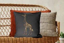 Kussenhoes 45x45 Cm - Vintage - Giraf - Goud - Katoen / Polyester - Voor Binnen -Pillowmonkey 1200x800 832