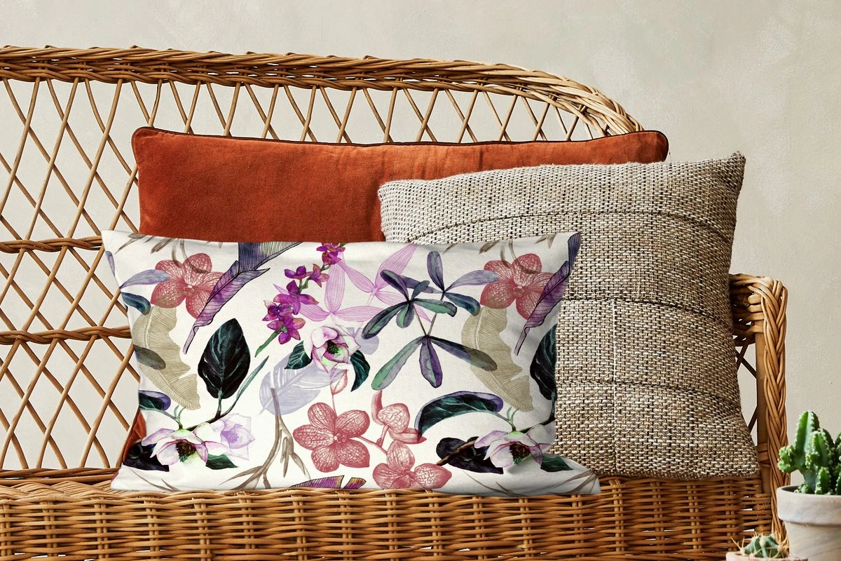 Kussenhoes 50x30 Cm - Jungle - Bloemen - Vintage - Patronen - Katoen / Polyester - Voor Binnen 6 Kussenhoes 50x30 Cm - Jungle - Bloemen - Vintage - Patronen - Katoen / Polyester - Voor Binnen - Afbeelding 4