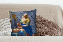 Kussenhoes 50x50 Cm - Melkmeisje - Delfts Blauw - Vermeer - Schilderij - Oude Meesters - Katoen / Polyester - Voor Binnen -Pillowmonkey 1200x800 842
