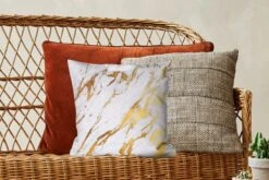 Kussenhoes 40x40 Cm - Marmer - Patronen - Wit - Goud - Katoen / Polyester - Voor Binnen -Pillowmonkey 1200x800 861