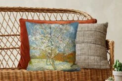 Kussenhoes 45x45 Cm - Bloeiende Perzikboom - Vincent Van Gogh - Katoen / Polyester - Voor Binnen -Pillowmonkey 1200x800 882