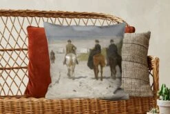 Kussenhoes 50x50 Cm - Morgenrit Langs Het Strand - Schilderij Van Anton Mauve - Katoen / Polyester - Voor Binnen -Pillowmonkey 1200x800 89