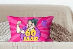 Kussenhoes 60x40 Cm - Verjaardag - Jubileum - 60 Jaar - Katoen / Polyester - Voor Binnen -Pillowmonkey 1200x800 898