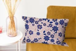 Kussenhoes 50x30 Cm - Bloemen - Blauw - Japan - Patronen - Katoen / Polyester - Voor Binnen -Pillowmonkey 1200x800 904