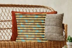 Kussenhoes 45x45 Cm - Patronen - Goud - Zwart - Ruit - Katoen / Polyester - Voor Binnen -Pillowmonkey 1200x800 925