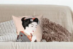 Kussenhoes 45x45 Cm - Vrouw - Make Up - Japan - Vintage - Katoen / Polyester - Voor Binnen -Pillowmonkey 1200x800 930
