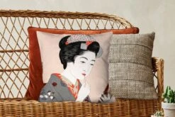 Kussenhoes 45x45 Cm - Vrouw - Make Up - Japan - Vintage - Katoen / Polyester - Voor Binnen -Pillowmonkey 1200x800 931