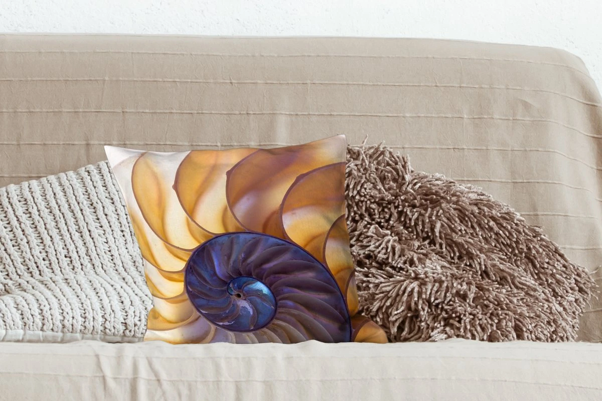 Kussenhoes 40x40 Cm - Schelp - Blauw - Zee - Katoen / Polyester - Voor Binnen 5 Kussenhoes 40x40 Cm - Schelp - Blauw - Zee - Katoen / Polyester - Voor Binnen - Afbeelding 3