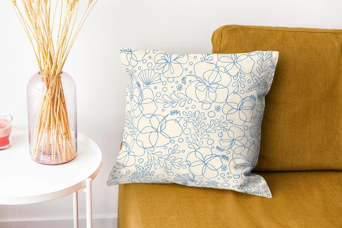 Kussenhoes 40x40 Cm - Zomer - Bloemen - Blauw - Katoen / Polyester - Voor Binnen 7 Kussenhoes 40x40 Cm - Zomer - Bloemen - Blauw - Katoen / Polyester - Voor Binnen - Afbeelding 5