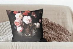Kussenhoes 60x60 Cm - Tijger - Bloemen - Kunst - Katoen / Polyester - Voor Binnen -Pillowmonkey 1200x800 987