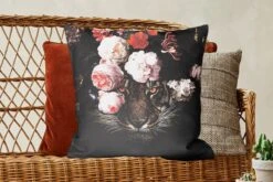 Kussenhoes 60x60 Cm - Tijger - Bloemen - Kunst - Katoen / Polyester - Voor Binnen -Pillowmonkey 1200x800 988