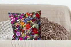 Kussenhoes 50x50 Cm - Een Bloemdessin Met Felle Kleuren - Katoen / Polyester - Voor Binnen -Pillowmonkey 1200x800 997