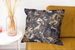 Kussenhoes 50x50 Cm - Close-up Van Goud Met Zwart Marmer Natuur - Katoen / Polyester - Voor Binnen -Pillowmonkey 1200x802 101
