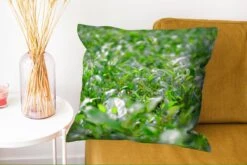 Kussenhoes 60x60 Cm - Groene Planten Op Ondergrond Van Tropisch Gebied - Katoen / Polyester - Voor Binnen -Pillowmonkey 1200x802 104