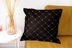 Kussenhoes 50x50 Cm - Stippen - Goud - Zwart - Katoen / Polyester - Voor Binnen -Pillowmonkey 1200x802 116