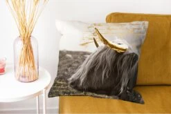Kussenhoes 50x50 Cm - Schotse Hooglander - Goud - Quote - Katoen / Polyester - Voor Binnen -Pillowmonkey 1200x802 118
