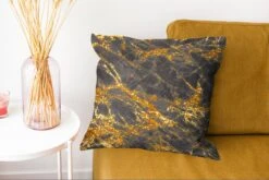 Kussenhoes 45x45 Cm - Marmer - Goud - Zwart - Chic - Katoen / Polyester - Voor Binnen -Pillowmonkey 1200x802 124