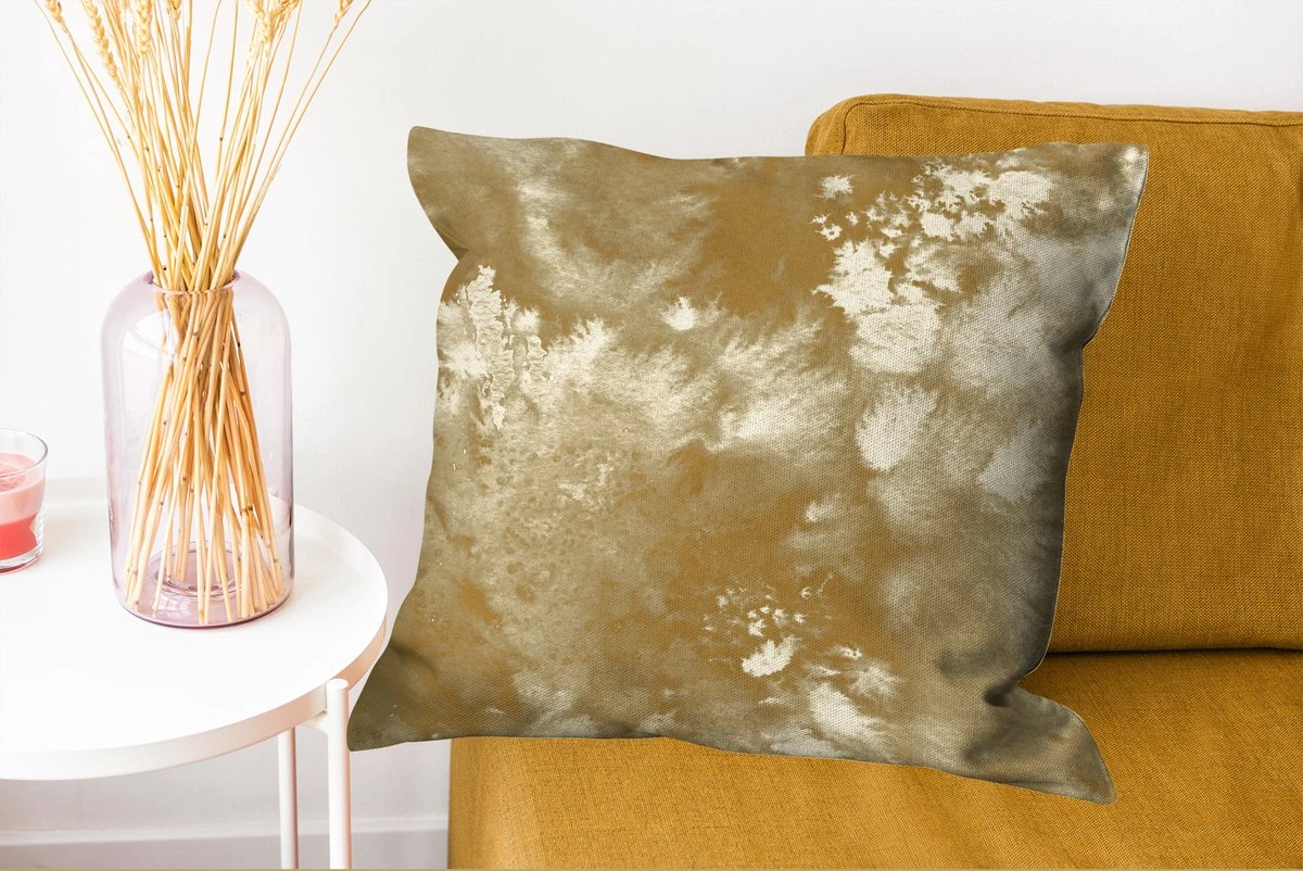 Kussenhoes 60x60 Cm - Goud - Verf - Abstract - Katoen / Polyester - Voor Binnen 7 Kussenhoes 60x60 Cm - Goud - Verf - Abstract - Katoen / Polyester - Voor Binnen - Afbeelding 5