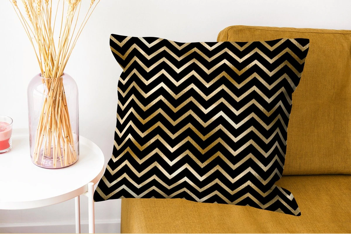 Kussenhoes 60x60 Cm - Patronen - Lijn - Goud - Katoen / Polyester - Voor Binnen 7 Kussenhoes 60x60 Cm - Patronen - Lijn - Goud - Katoen / Polyester - Voor Binnen - Afbeelding 5