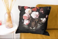 Kussenhoes 60x60 Cm - Tijger - Bloemen - Kunst - Katoen / Polyester - Voor Binnen -Pillowmonkey 1200x802 149